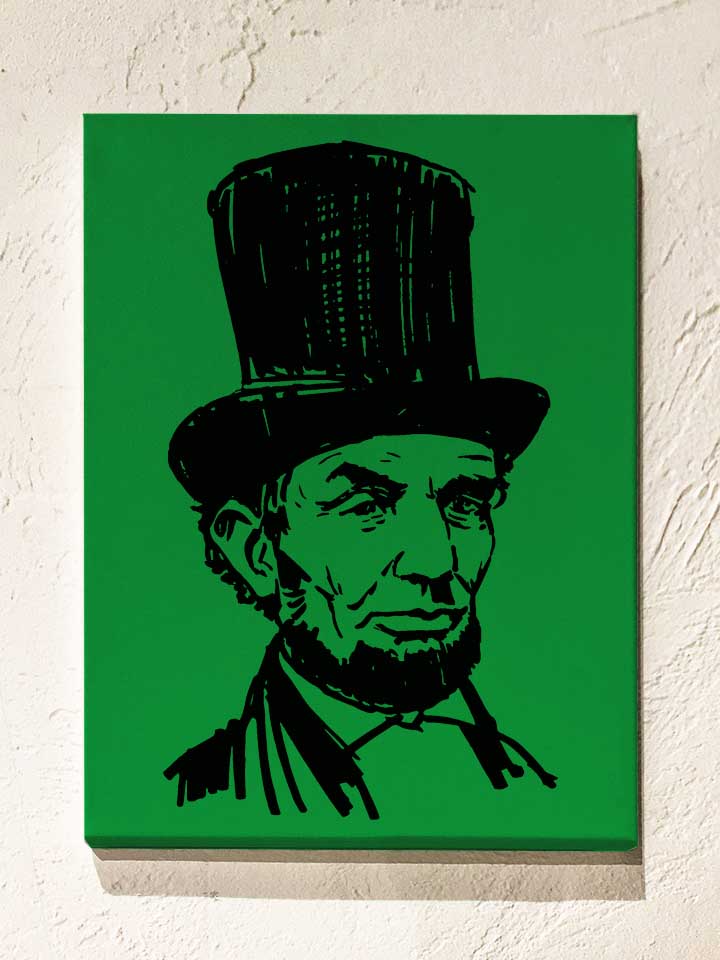 Abraham Lincoln Leinwand gruen 30x40 cm