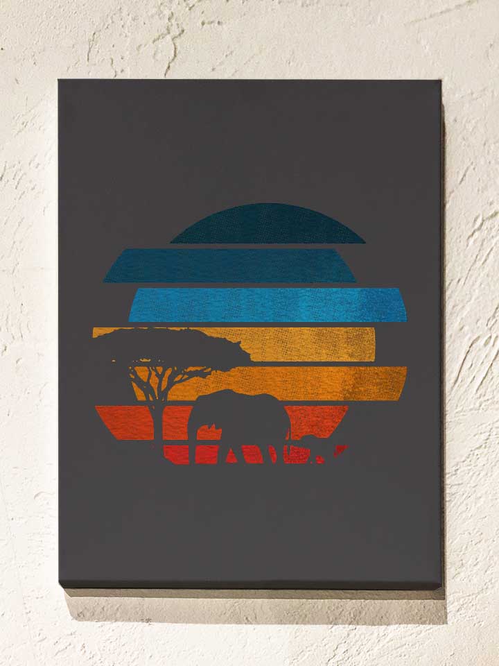 African Safari Sunset Leinwand dunkelgrau 30x40 cm