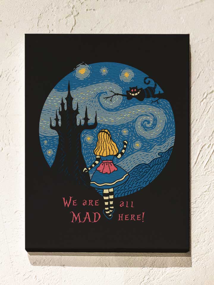 Alice Mad Wonderland Leinwand schwarz 30x40 cm