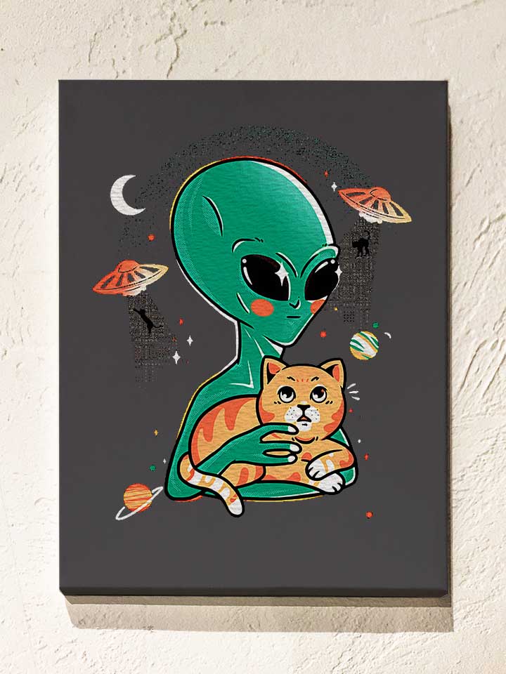Alien Cat Lover Leinwand dunkelgrau 30x40 cm