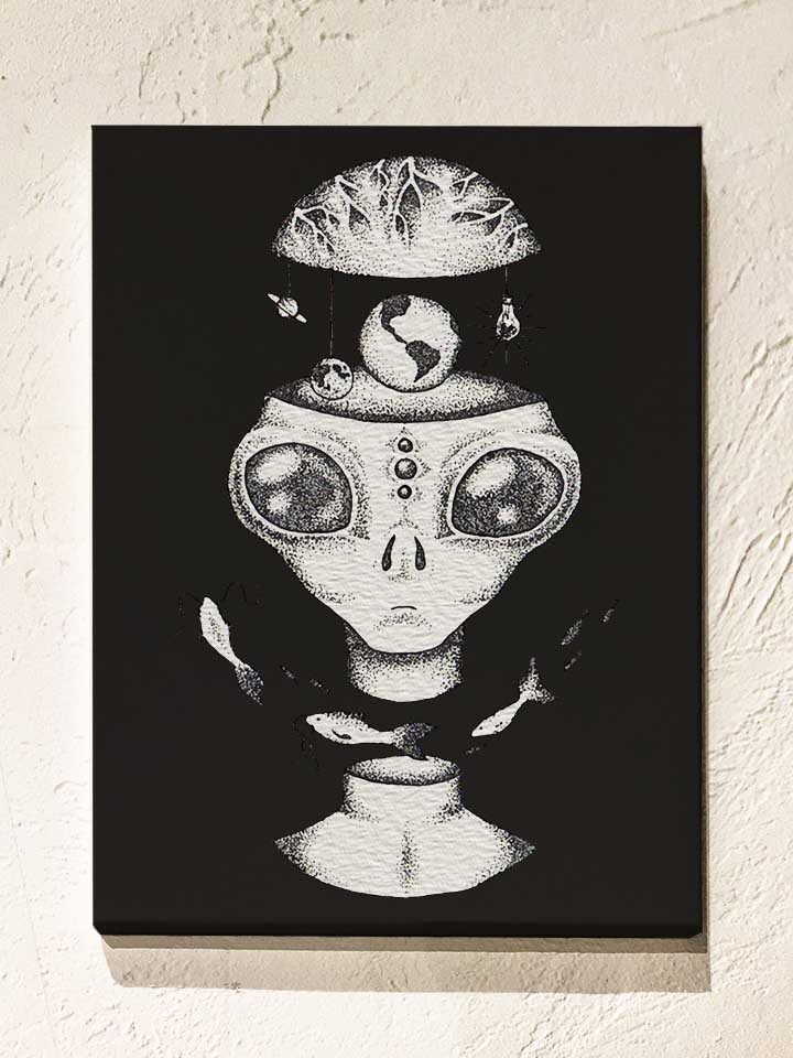 Aliens World Leinwand schwarz 30x40 cm