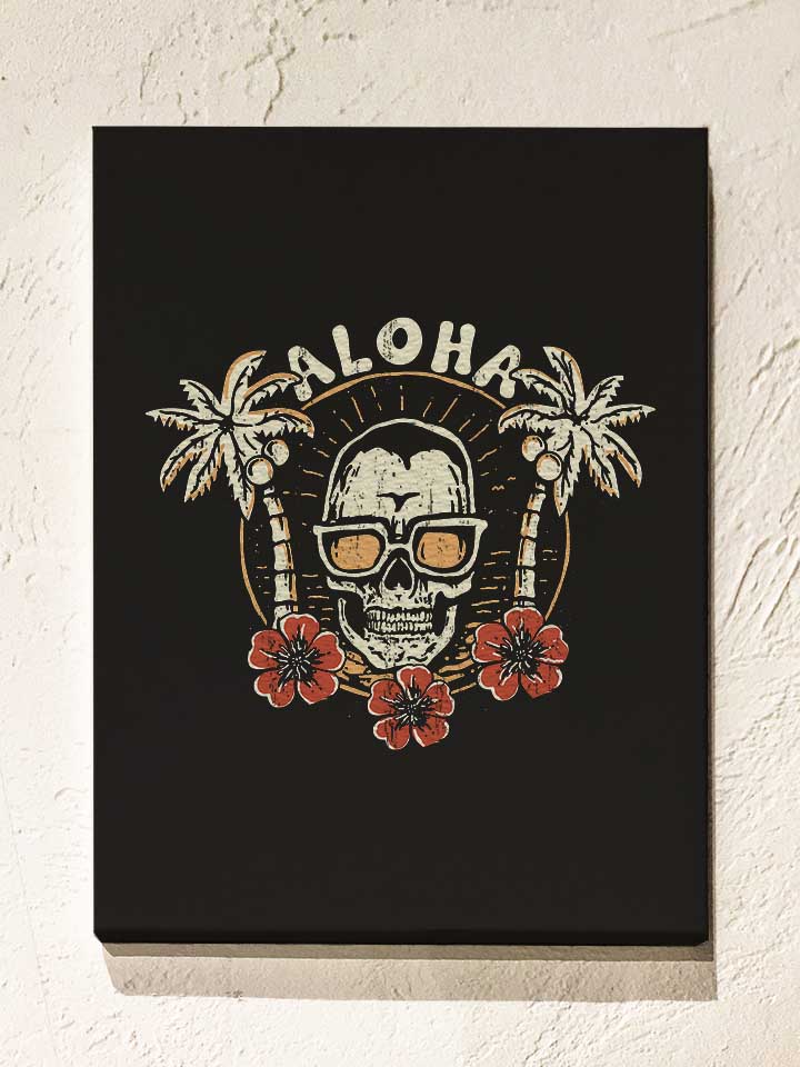 Aloha Skull Leinwand schwarz 30x40 cm