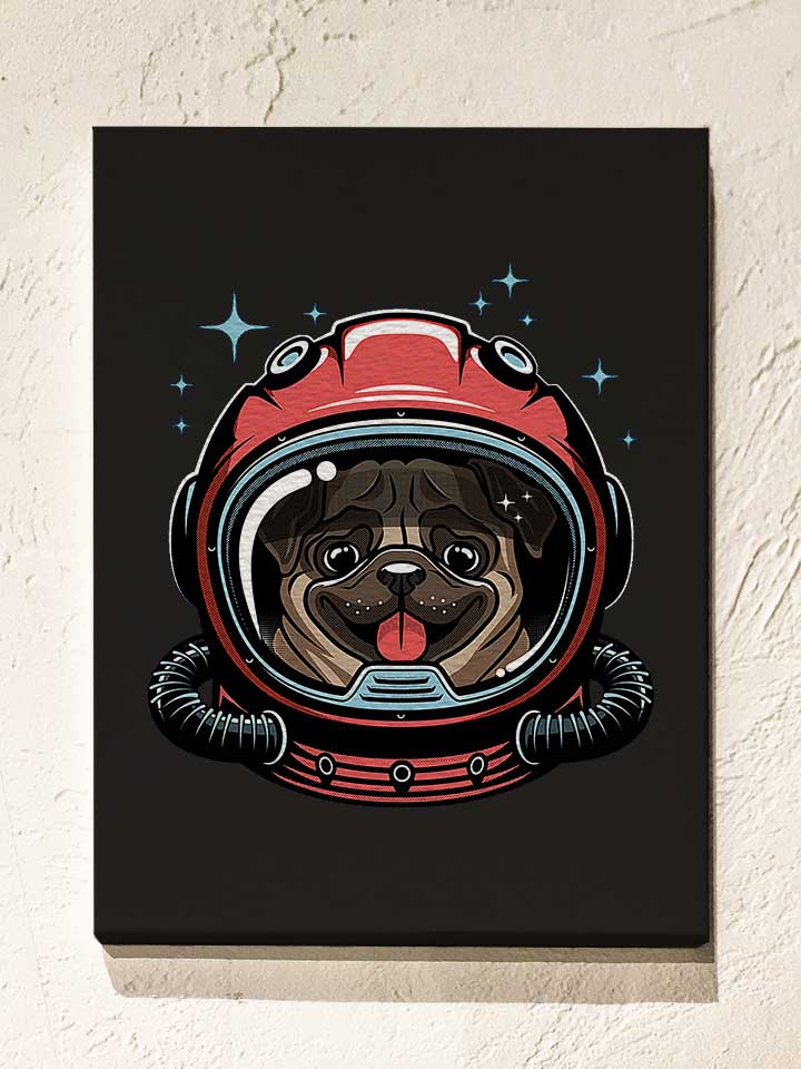 Astro Pug Leinwand schwarz 30x40 cm