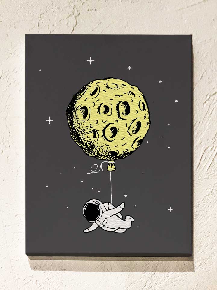 Astronaut Baloon Leinwand dunkelgrau 30x40 cm