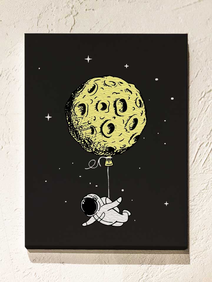 Astronaut Baloon Leinwand schwarz 30x40 cm