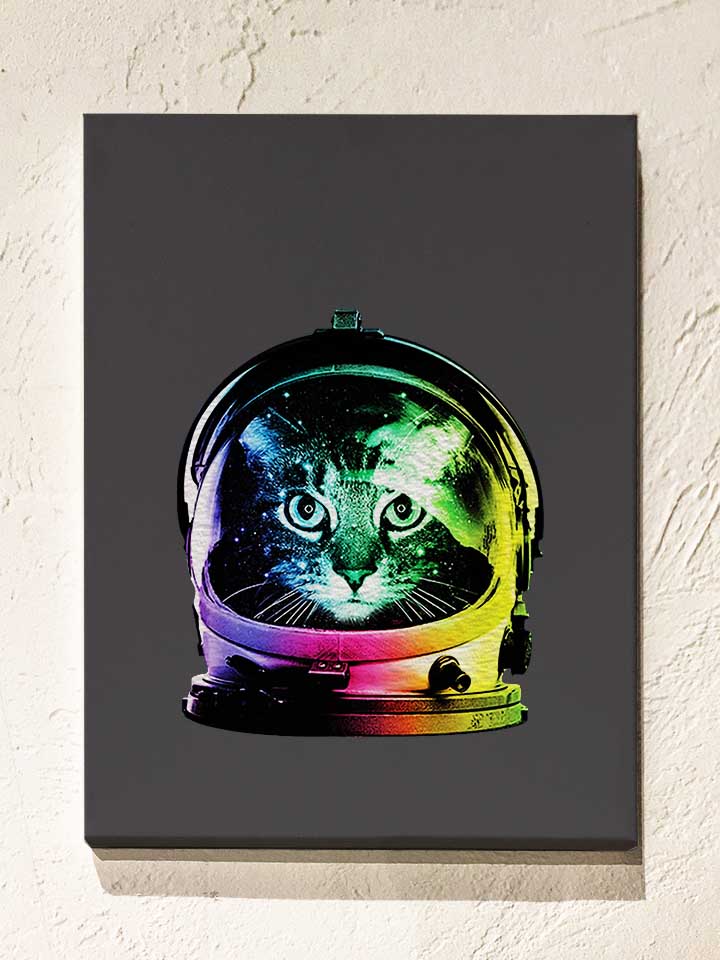 Astronaut Cat Leinwand dunkelgrau 30x40 cm
