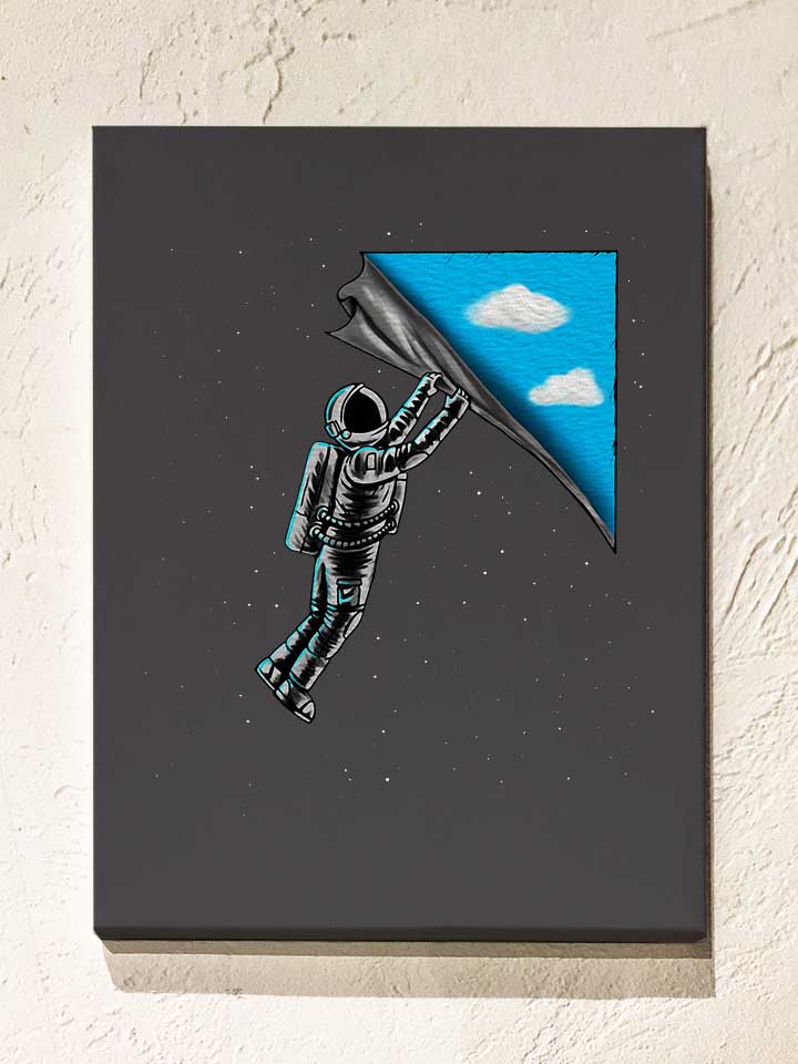 Astronaut Open The Sky Leinwand dunkelgrau 30x40 cm