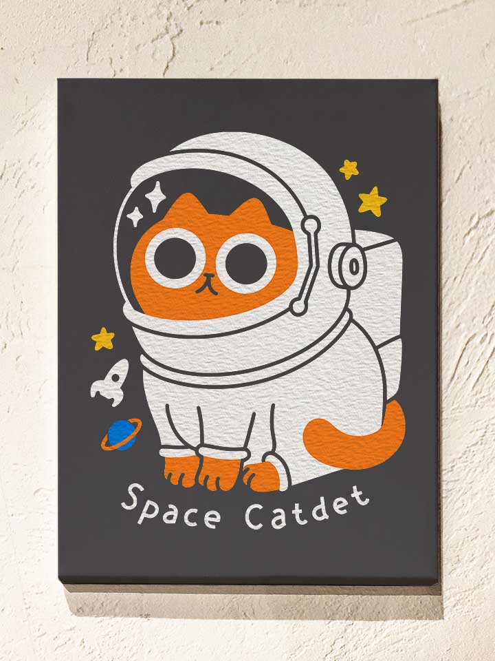 Astronaut Space Cat Leinwand dunkelgrau 30x40 cm