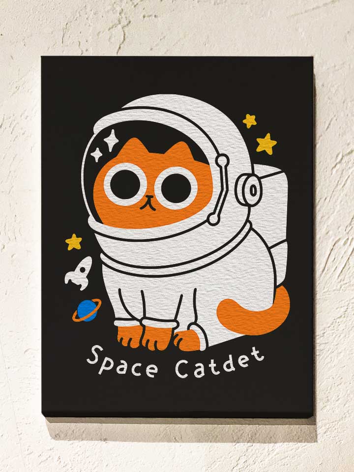Astronaut Space Cat Leinwand schwarz 30x40 cm