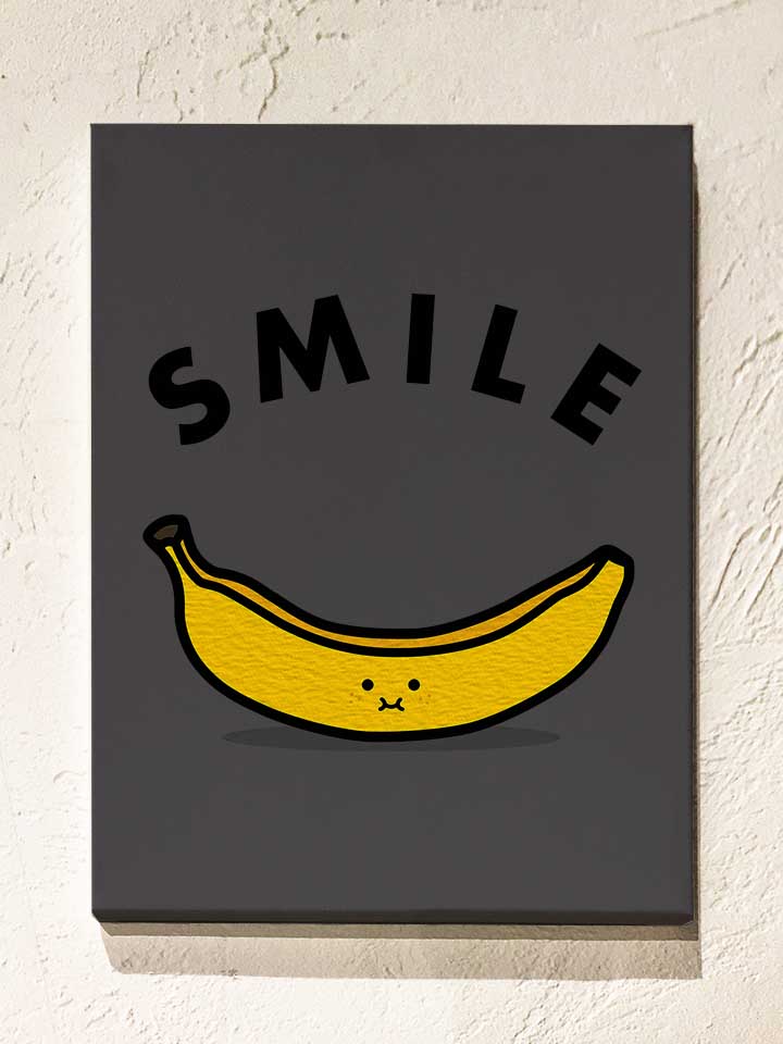 banana-smile-leinwand dunkelgrau 1