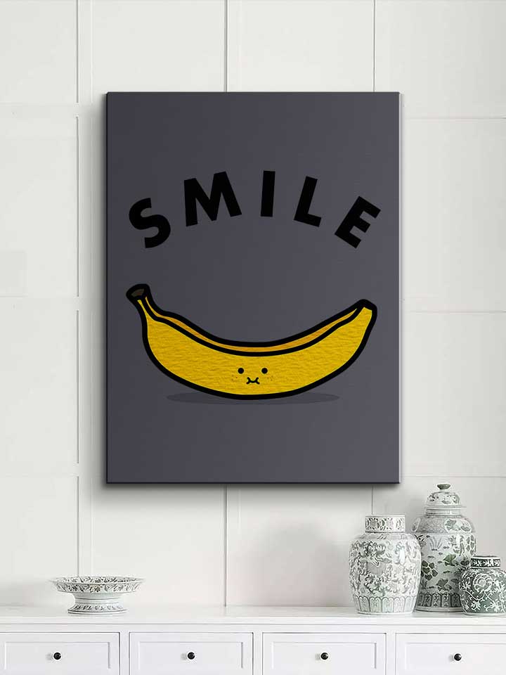 banana-smile-leinwand dunkelgrau 2