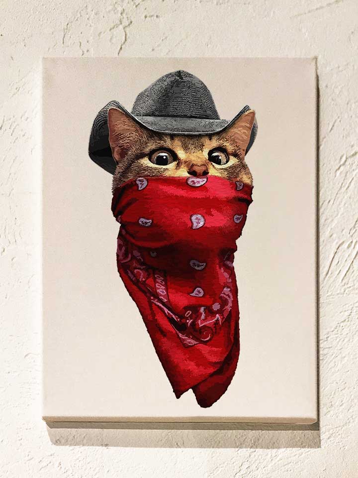 bandana-bandit-cat-leinwand weiss 1