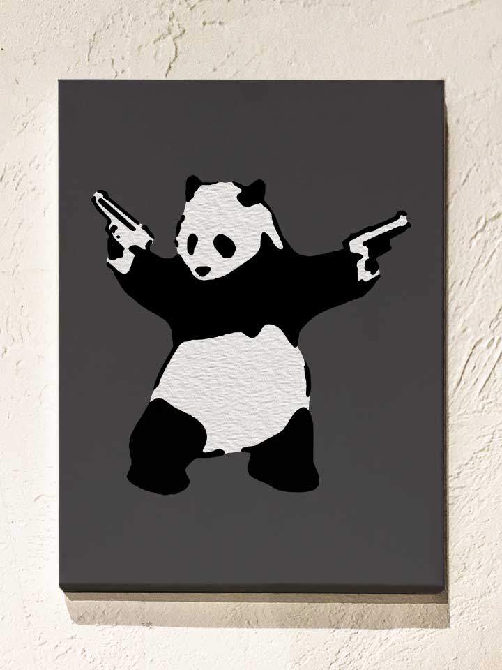 banksy-panda-leinwand dunkelgrau 1