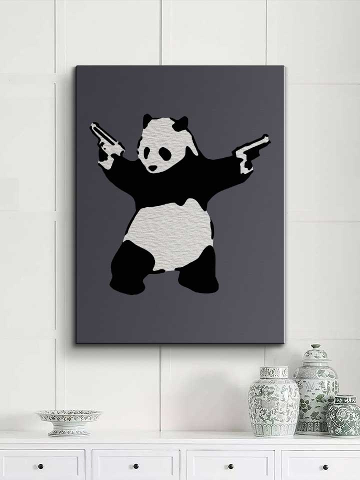banksy-panda-leinwand dunkelgrau 2