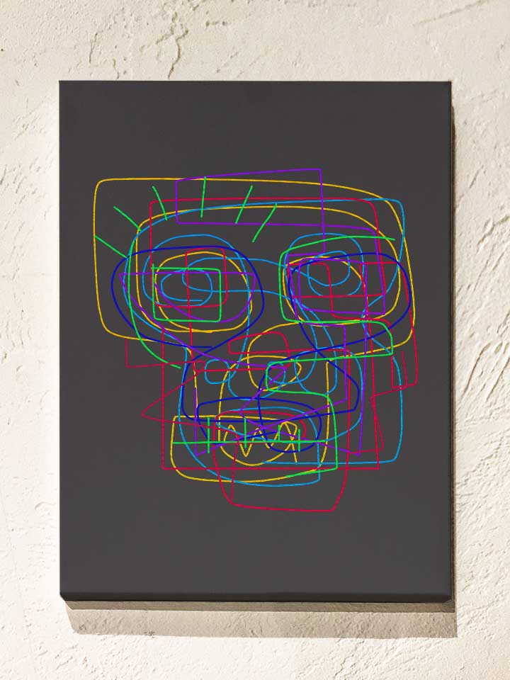 basquiat-neon-leinwand dunkelgrau 1