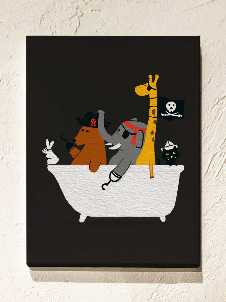 Bathtub Pirate Animals Leinwand schwarz 30x40 cm