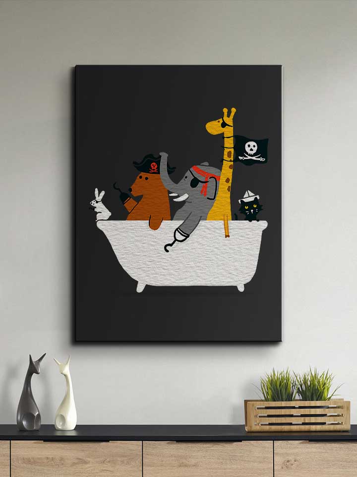 bathtub-pirate-animals-leinwand schwarz 2