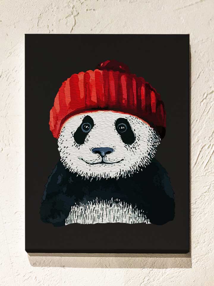 beanie-panda-leinwand schwarz 1