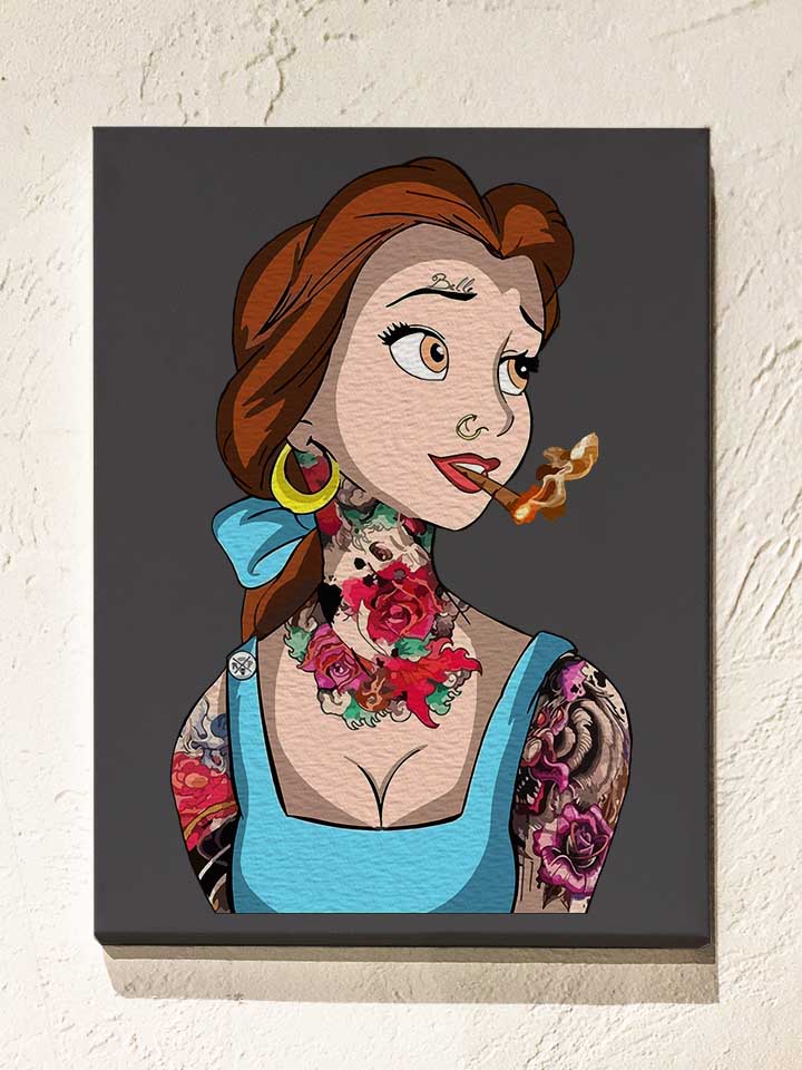 Belle Princess Tattoo Leinwand dunkelgrau 30x40 cm