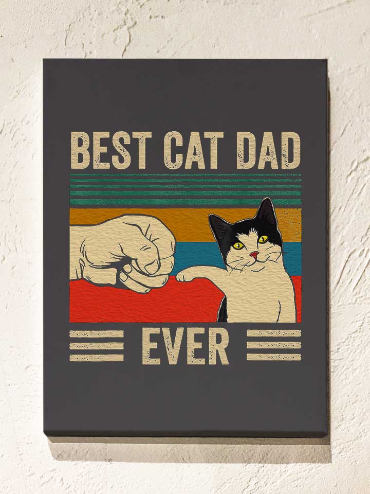 Best Cat Dad Ever Vintage Leinwand dunkelgrau 30x40 cm
