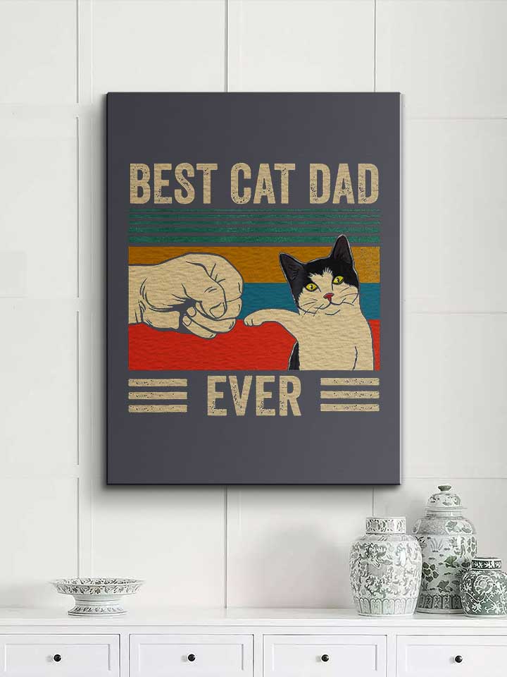 best-cat-dad-ever-vintage-leinwand dunkelgrau 2