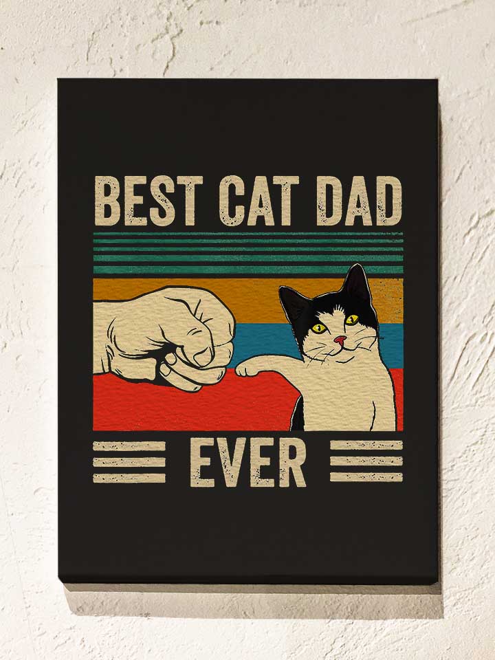 best-cat-dad-ever-vintage-leinwand schwarz 1