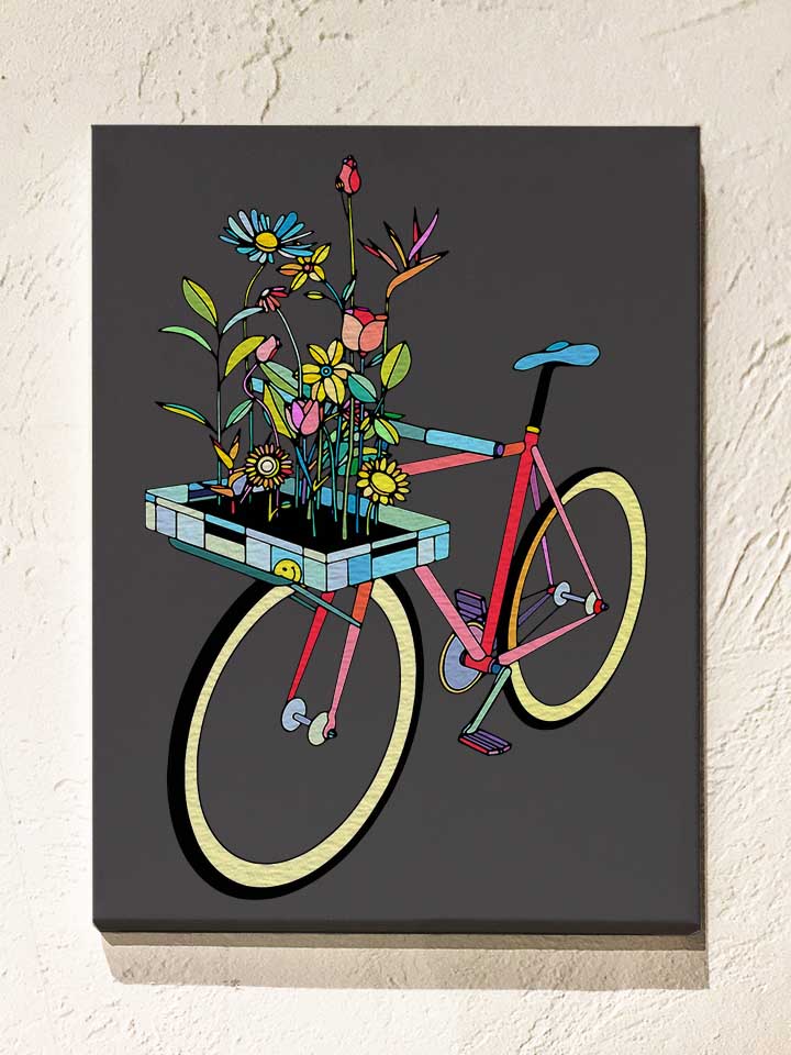 Bike And Flowers Leinwand dunkelgrau 30x40 cm