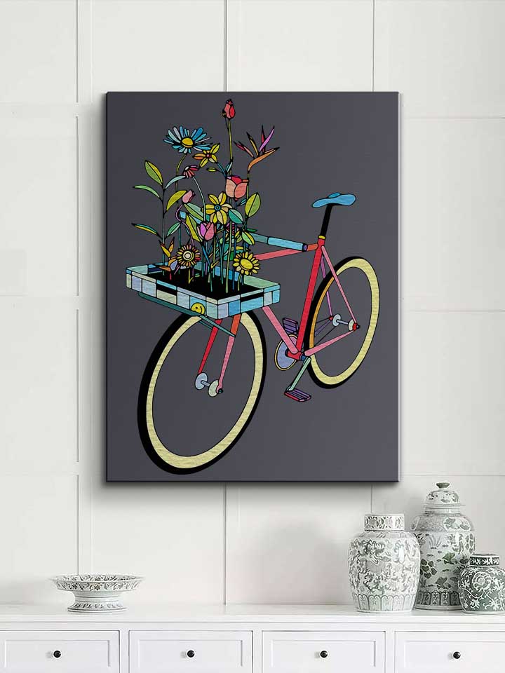 bike-and-flowers-leinwand dunkelgrau 2