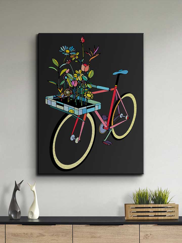 bike-and-flowers-leinwand schwarz 2