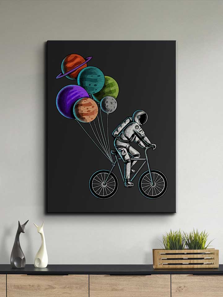 bike-astronaut-planet-baloons-leinwand schwarz 2