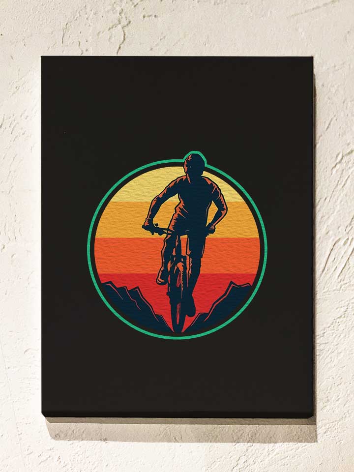 biker-sunset-mountain-leinwand schwarz 1
