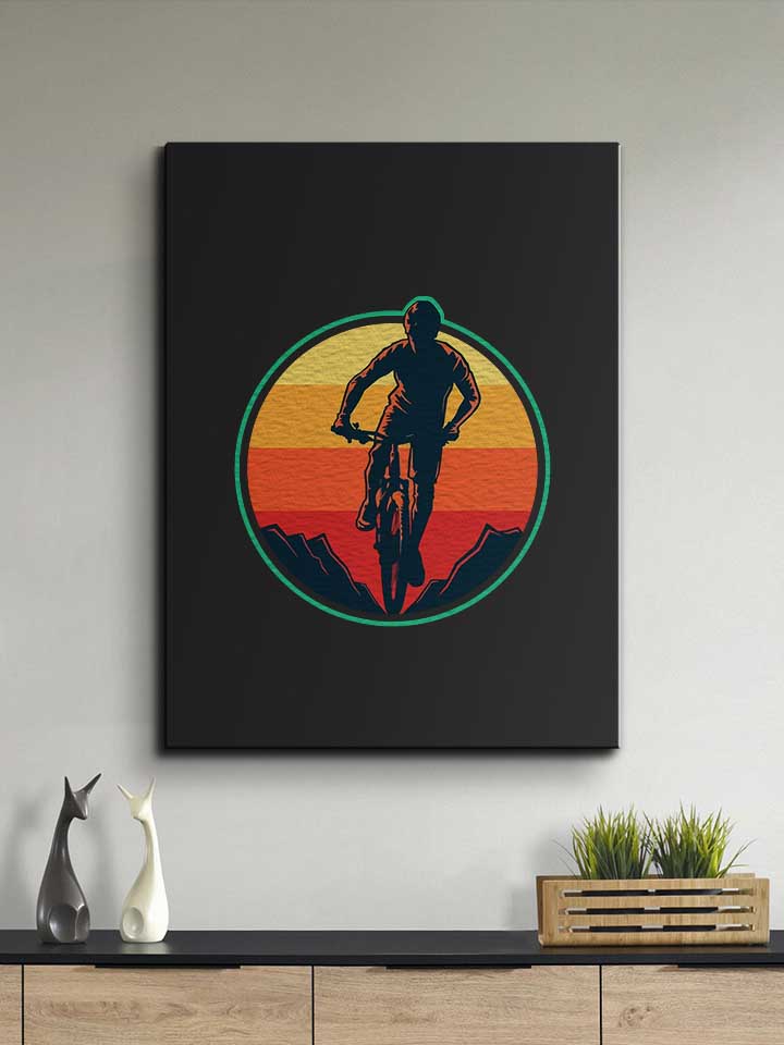 biker-sunset-mountain-leinwand schwarz 2