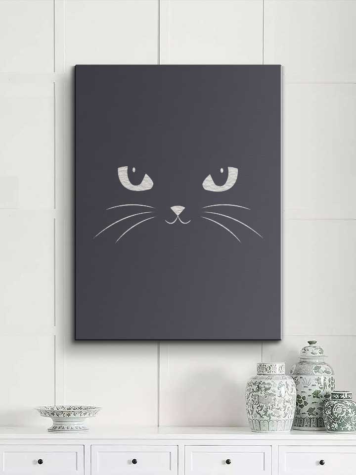 black-cat-face-leinwand dunkelgrau 2