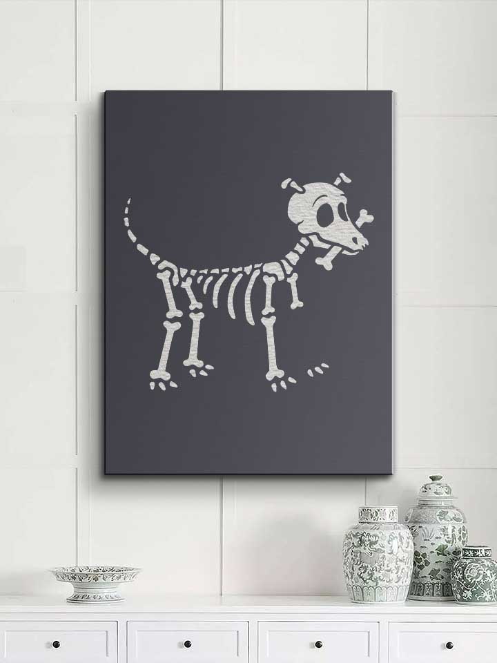 bone-lover-skeleton-dog-leinwand dunkelgrau 2