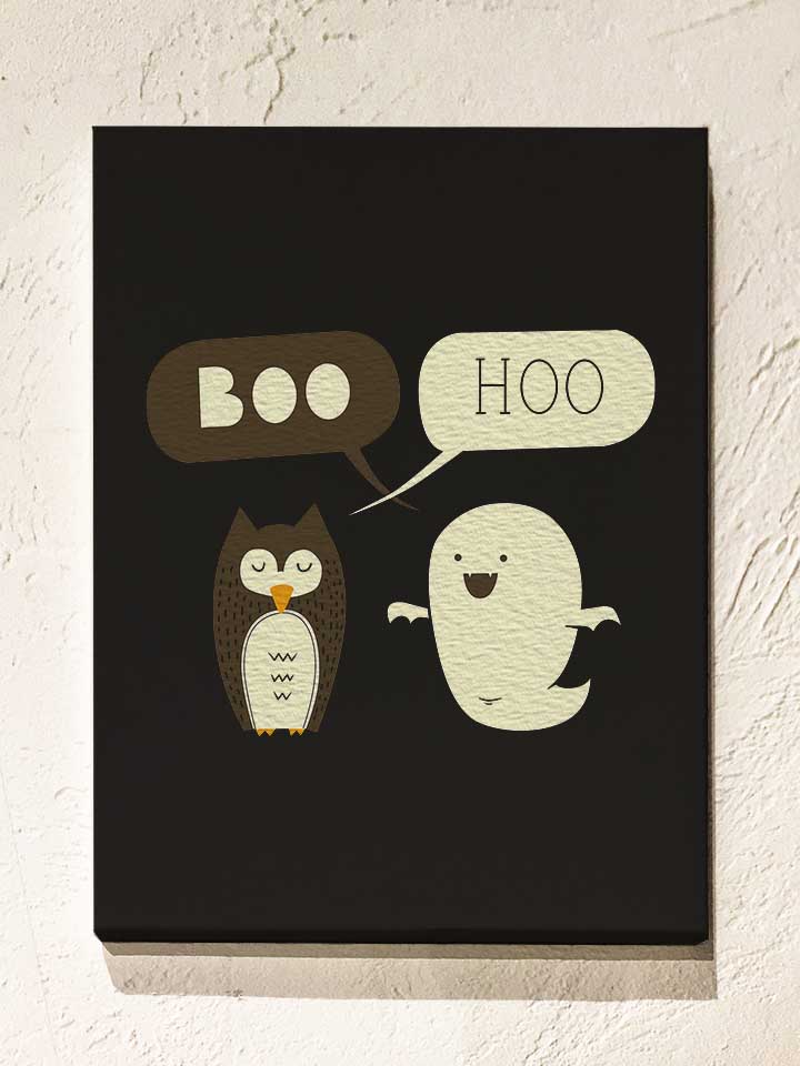 Boo Hoo Owl Ghost Leinwand schwarz 30x40 cm