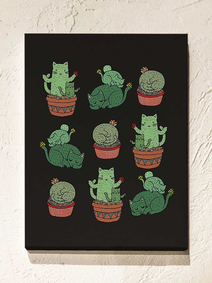 cactus-cats-leinwand schwarz 1