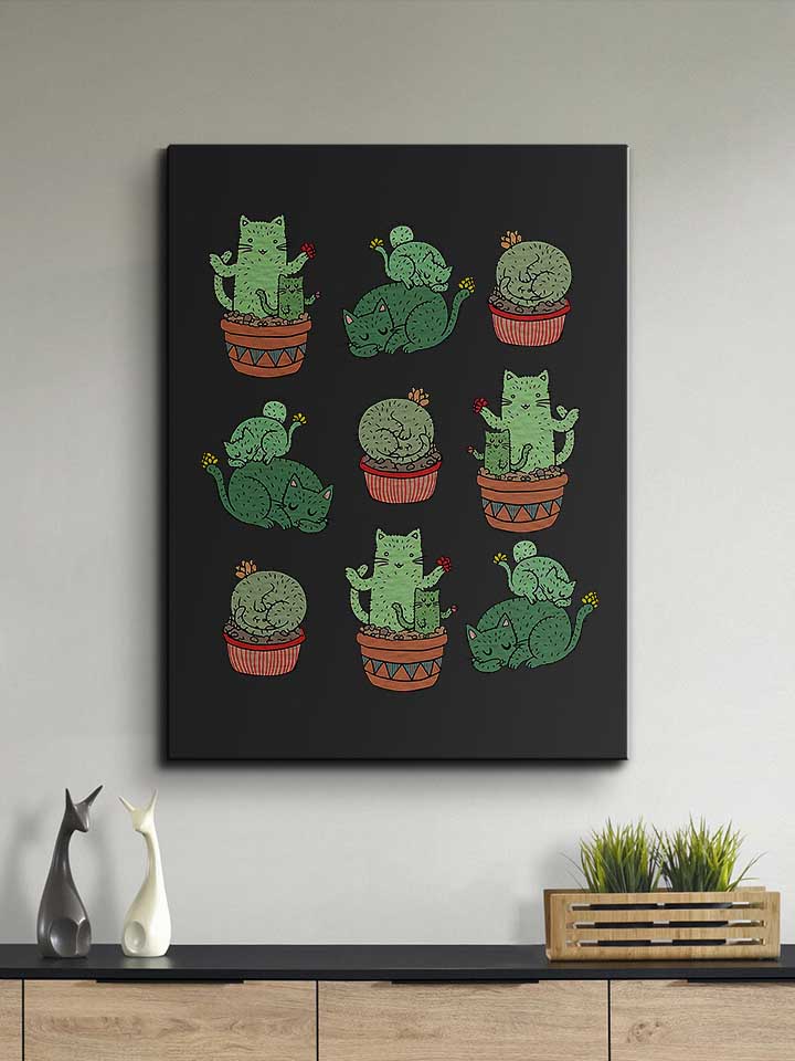 cactus-cats-leinwand schwarz 2