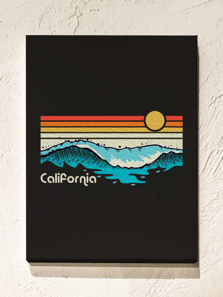 California Retro Leinwand schwarz 30x40 cm