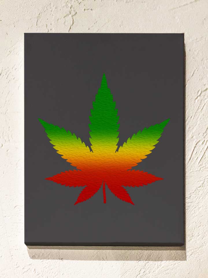 Cannabis Blatt Rasta Leinwand dunkelgrau 30x40 cm