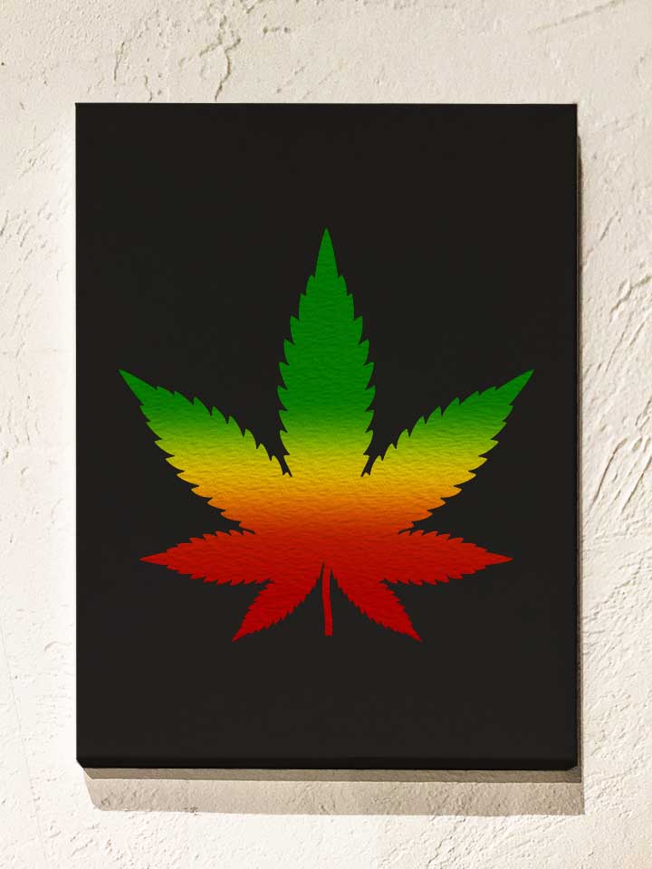 cannabis-blatt-rasta-leinwand schwarz 1