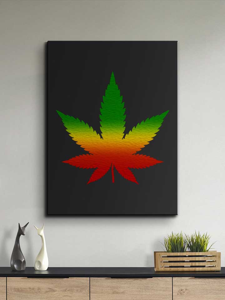 cannabis-blatt-rasta-leinwand schwarz 2