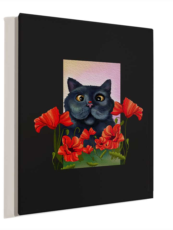 cat-and-flowers-leinwand schwarz 4