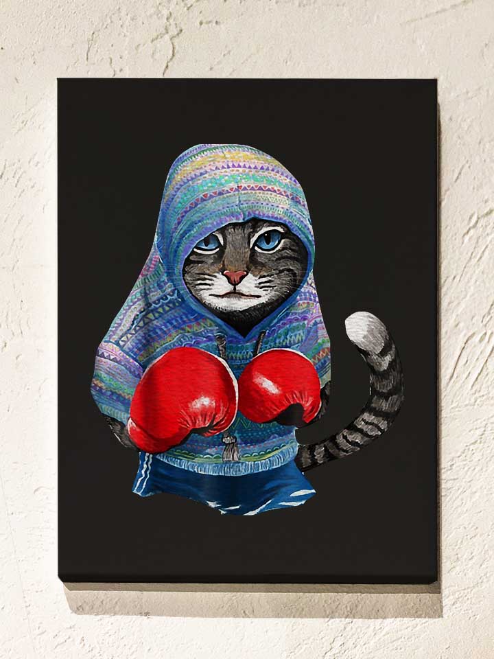 cat-boxing-leinwand schwarz 1