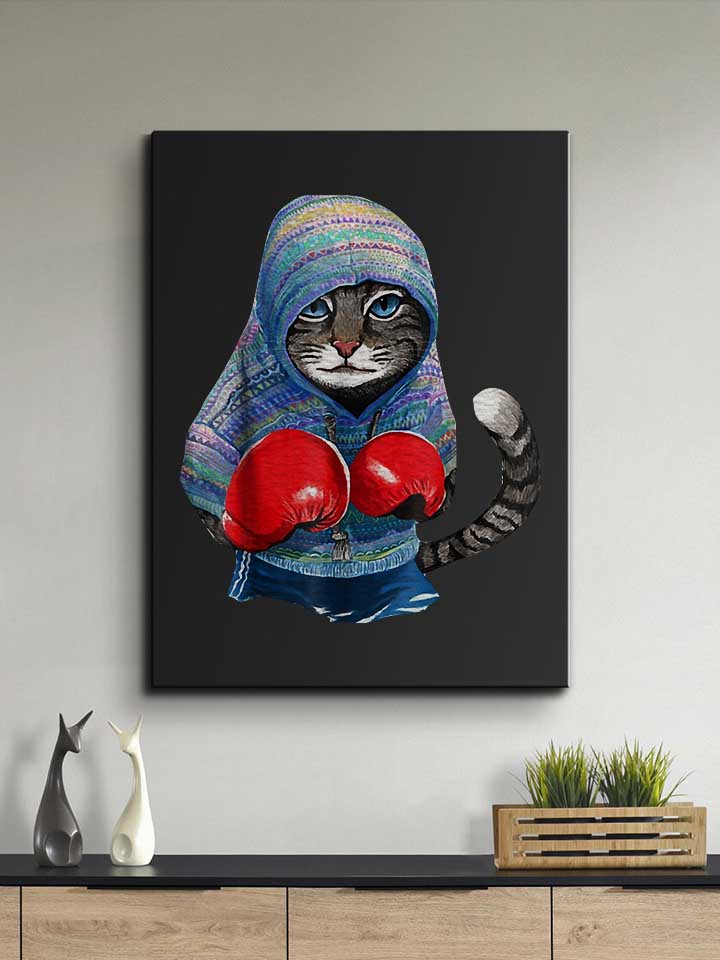 cat-boxing-leinwand schwarz 2