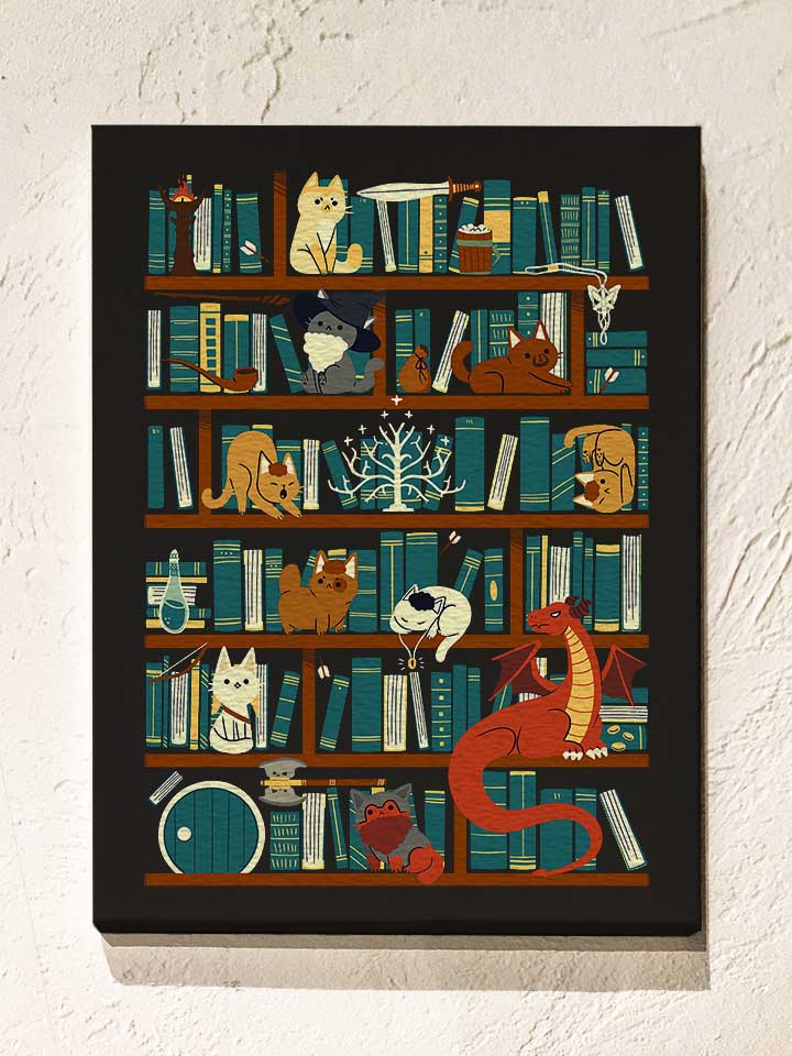 cats-bookshelf-leinwand schwarz 1