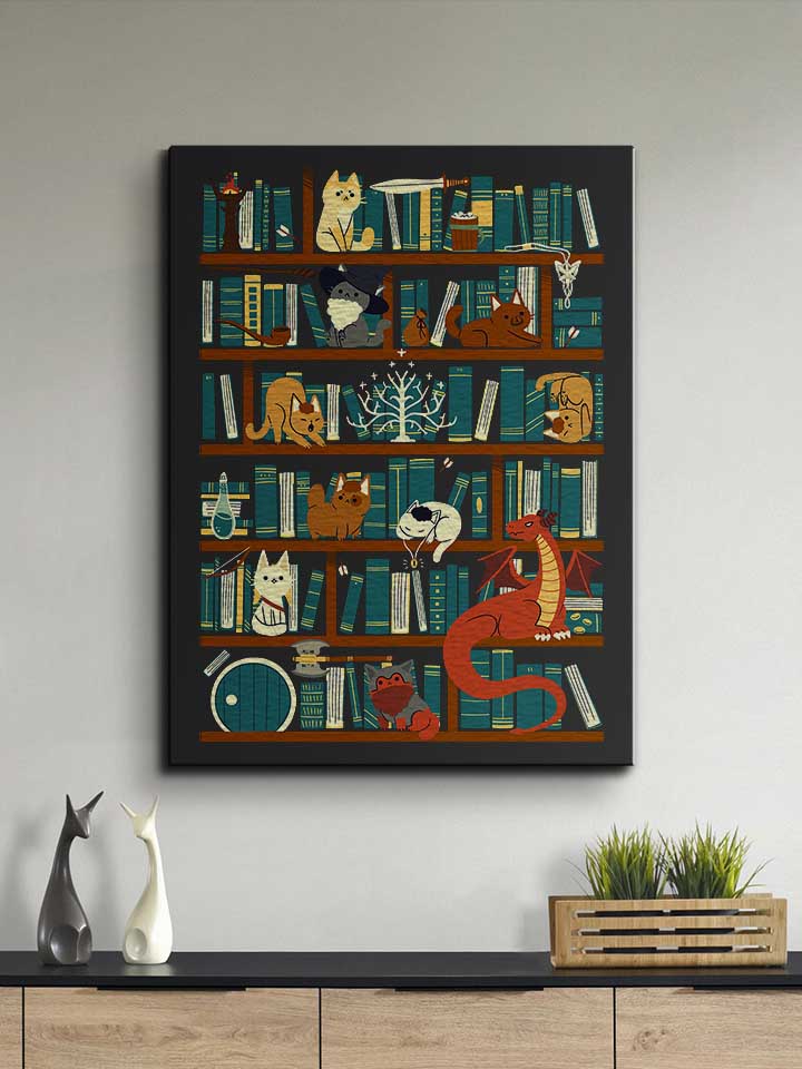 cats-bookshelf-leinwand schwarz 2