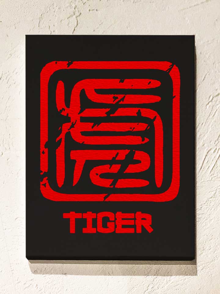 Chinese Signs Tiger Leinwand schwarz 30x40 cm