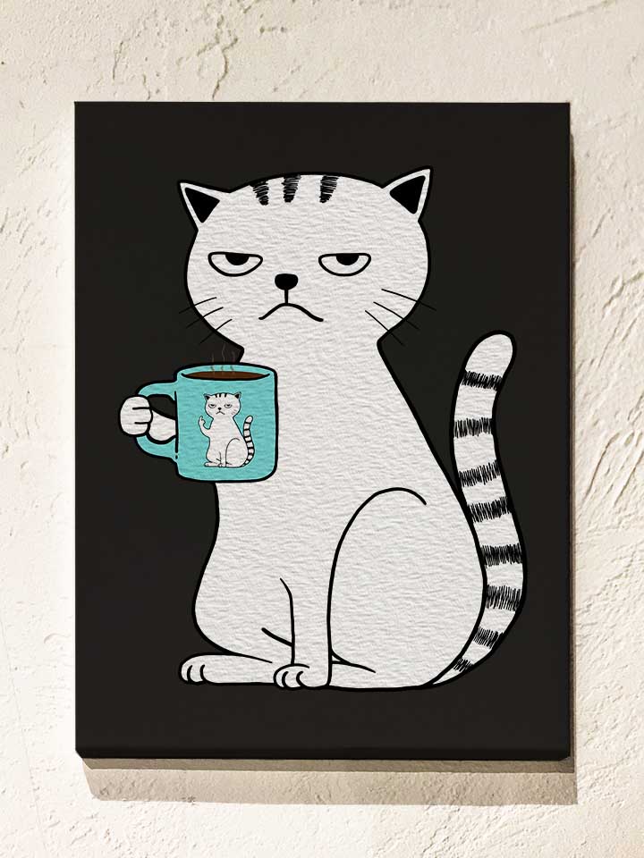 coffee-cat-leinwand schwarz 1