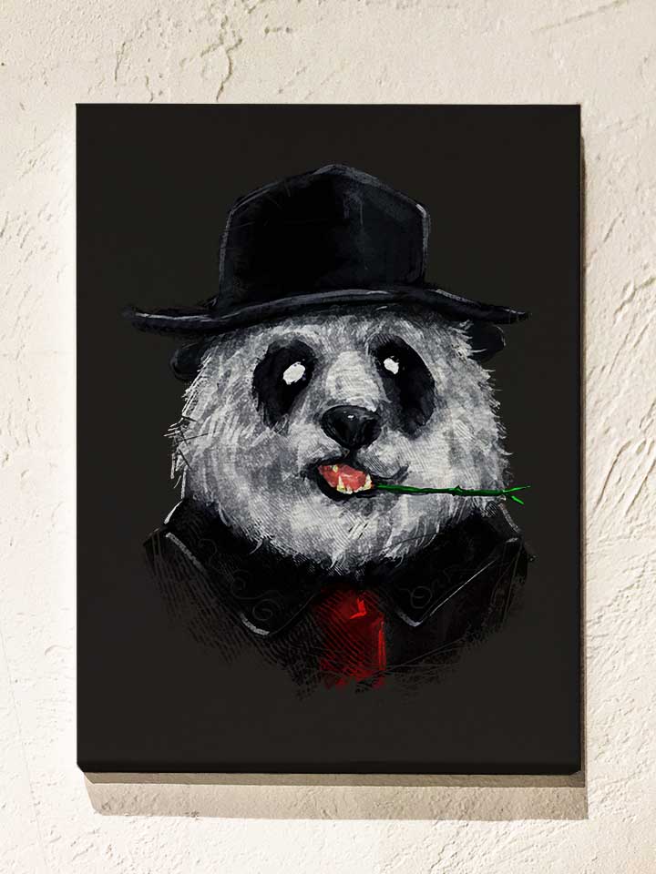 Creepy Panda Leinwand schwarz 30x40 cm