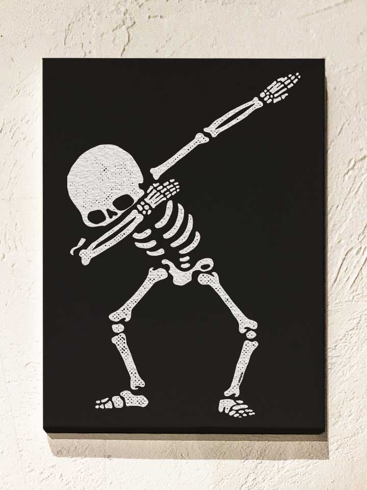 dabbing-skeleton-leinwand schwarz 1